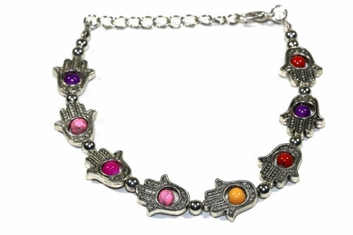Pulseira Hamsa com Contas Coloridas — Proteção e Estilo