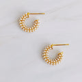 Brincos de Argola Mini com Pérolas — Banhados a Ouro 18K