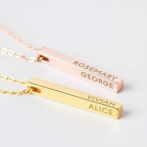 Colar Personalizado com Nomes dos Filhos — 4 Lados Graváveis