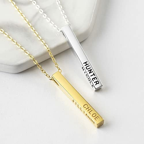 Colar Personalizado com Nomes dos Filhos — 4 Lados Graváveis