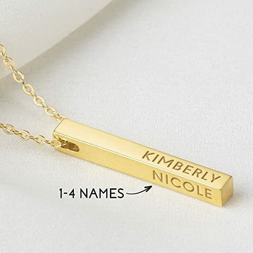 Colar Personalizado com Nomes dos Filhos — 4 Lados Graváveis