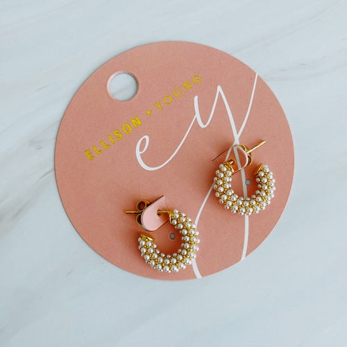 Brincos de Argola Mini com Pérolas — Banhados a Ouro 18K