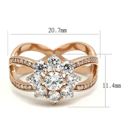 Anel de Prata 925 com Zircônia Transparente — Acabamento Ouro Rosê