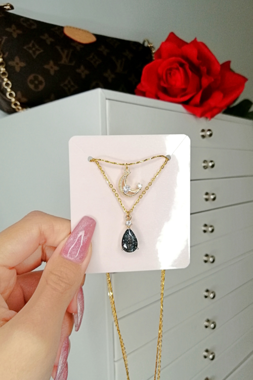 Colar Duplo Lua com Banho de Ouro 18K