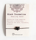 Raw Black Tourmaline Gemstone Healing Band with the affirmation -